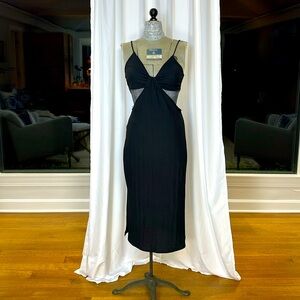 Bershka Black spaghetti straps cut out mid section. M long with a side slit